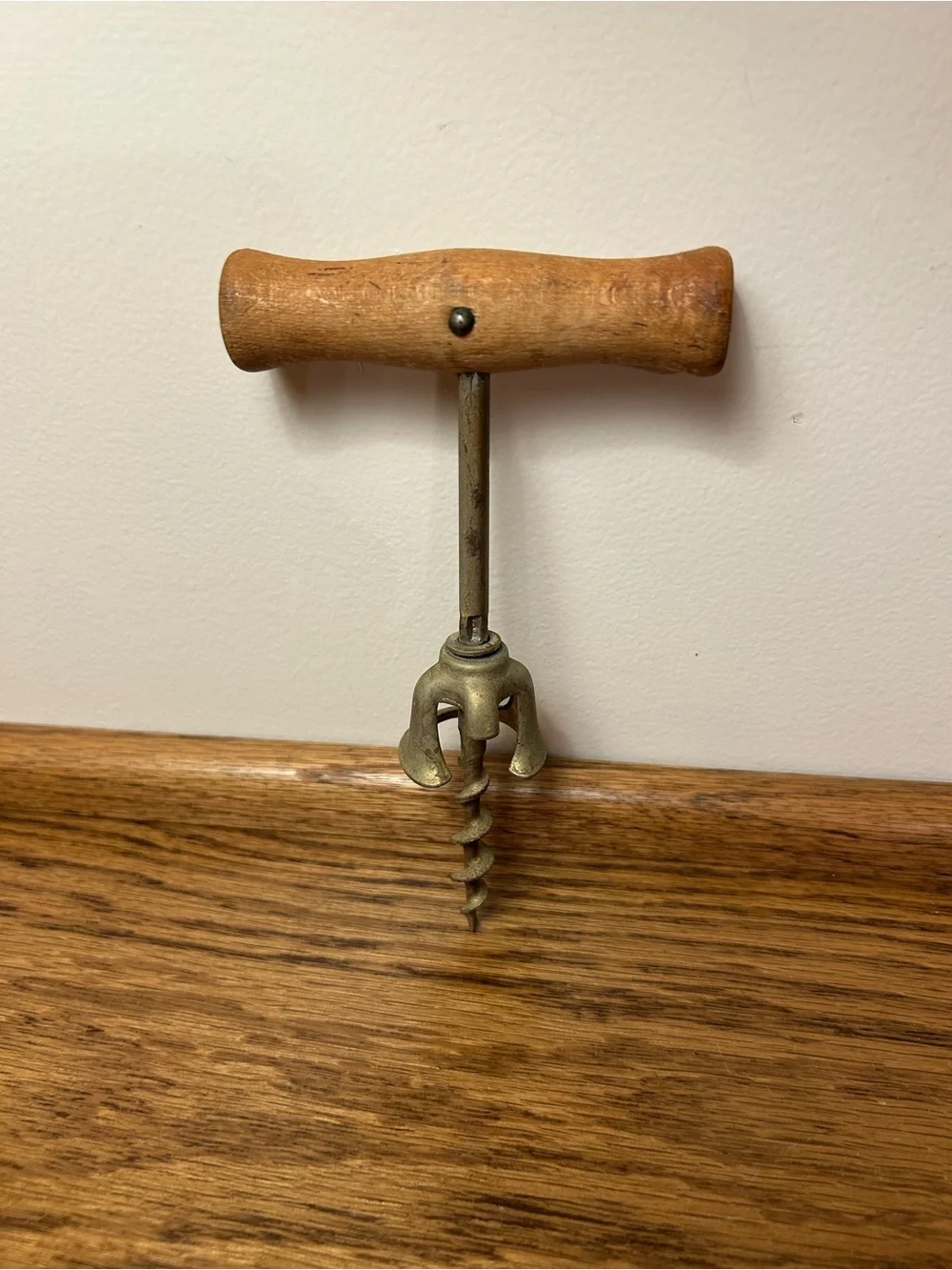 Vintage Wooden Handle Corkscrew – Brown